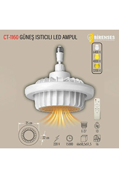 Jenerik Cata Güneş Isıtıcılı Fan Led Ampul Ct-1160