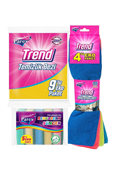 Parex قطعة قماش للتنظيف وحزمة إسفنج ملونة مكونة من 5 قطع