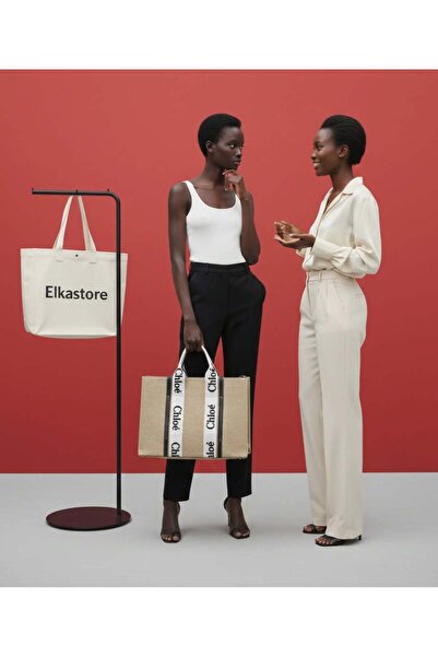 ELKA TOTE KANVAS CREAM BİG BAG EL&OMUZ ÇANTASI