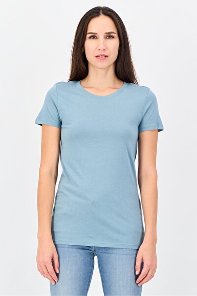 GAP Women Crew Neck Short Sleeve Plain T-Shirt, Slate Blue