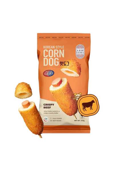 Good Seoul هوت دوغ لحم بقري مقرمش على الطريقة الكورية، طعام شوارع، غلاف مقرمش...