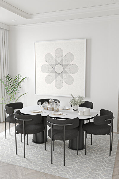 ah assel home Mina Teddy Sandalye 80x160 Bohem Ayak Yemek Masası Mutfak Masas...