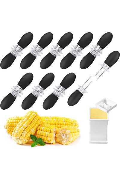 Arabest 16Pcs/8 Pairs Black Corn Holders,Stainless Steel Corn Cob Holders, In...