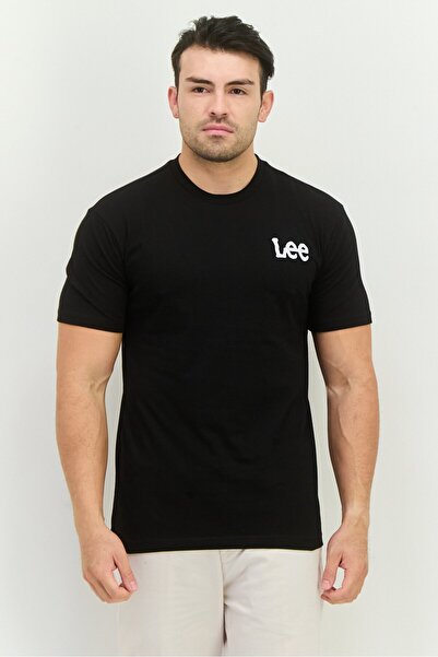 Lee Men Crew Neck Short Sleeves Brand Logo T-Shirt, Black