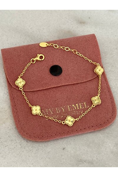 emy by emel luxury silver jewelry Altın Kaplama Mini Yonca Bileklik 925 Ayar ...