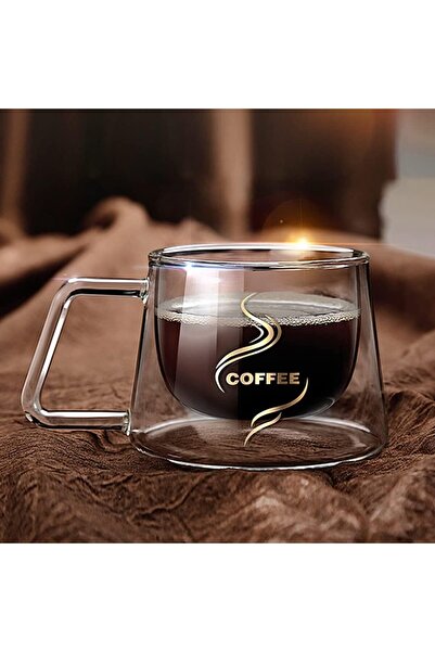 Arabest Double Wall Glass Coffee Mug With Handle Cup Heat Insulation Clear Co...