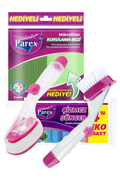 Parex Hazneli Sünger Fırça ,Çizmez Sünger ve Kurulama Bezi Paketi