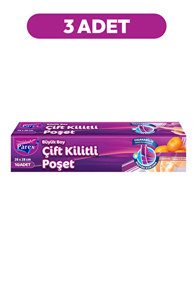 Parex 10-Piece Double Lock Refrigerator Bags Large Size 26 X 28 cm Triple Pack