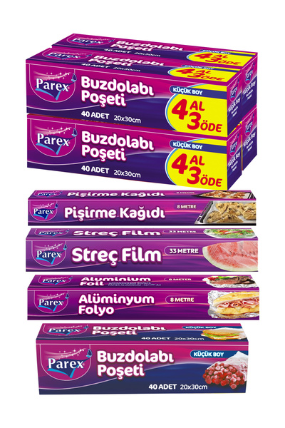 Parex Buzdolabı Poşeti, Streç Film, Pişirme Kağıdı ve Alüminyum Folyo Paketi