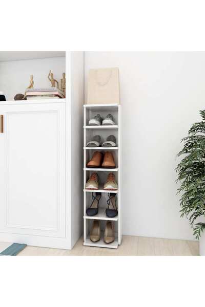 vidaxl Shoe Cabinet High Gloss White 27.5x27x102 cm Engineered Wood