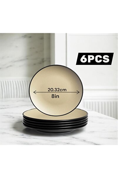 LANDREEN 6-piece set of round melamine serving dishes made of high-quality me...