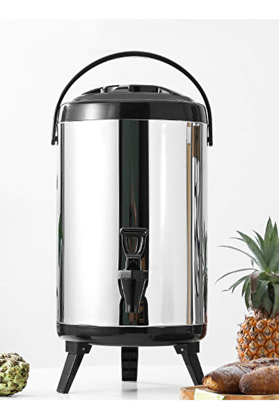 Generic 12L Stainless Steel Milk Tea Bucket, Mobile Stand, Thick-Walled Insul...