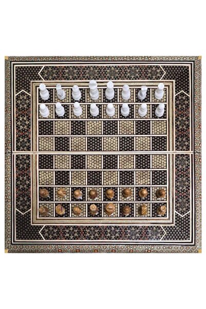 Margoun Handmade Khatam Chess and backgammon Set with Marble Stone Pieces – A Timeless Masterpiece