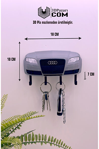 Butik Suport pentru chei decorativ cu imprimare 3D, culoare gri, model Audi A4