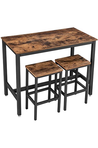 Mahmayi Vasagle LBT15X Bar Table with 2 Bar Stools - Rustic Brown
