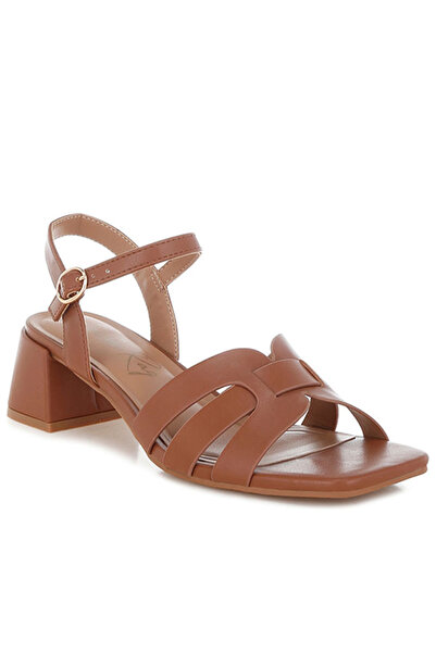london Rag Women Strappy Square Toe Block Heels in Camel