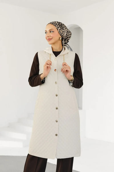 Grosh Fashion Kapitone Uzun Tesettür Yelek