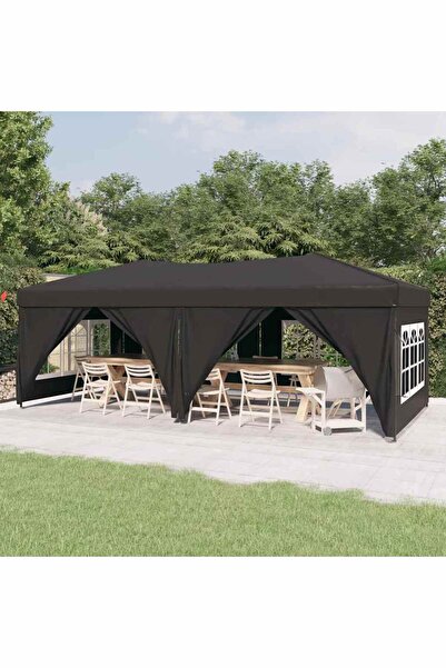 vidaxl خيمة حفلات قابلة للطي بجدران جانبية، لون أنثراسيت، 3×6 متر