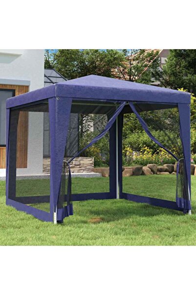 vidaxl Party Tent with 4 Mesh Sidewalls Blue 2.5x2.5 m HDPE