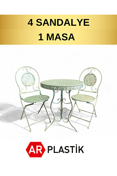 AR PLASTİK FERFORJE SET 4 SANDALYE 1 MASA TAKIMI, BALKON TAKIMI, BAHÇE TAKIMI