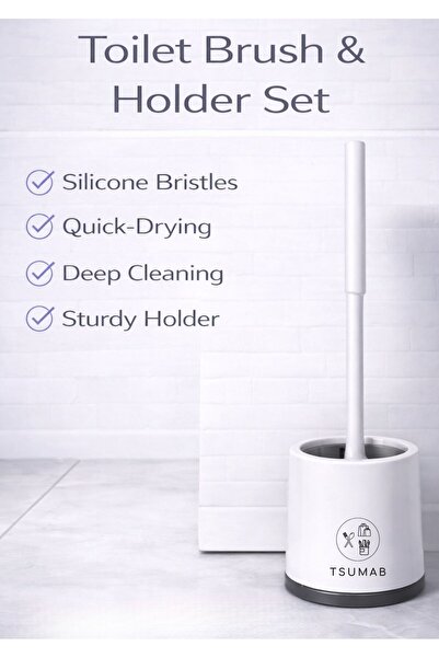TSUMAB طقم فرشاة تنظيف المرحاض مع حامل من السيليكون، يتميز بحامل سريع الجفاف ...