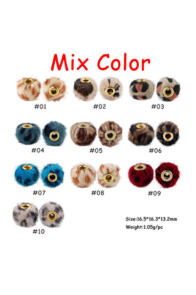 Choice مزيج الألوان 10 قطع من خرز الفهد القطيفة ذات الفتحات الكبيرة خرز فضفاض...