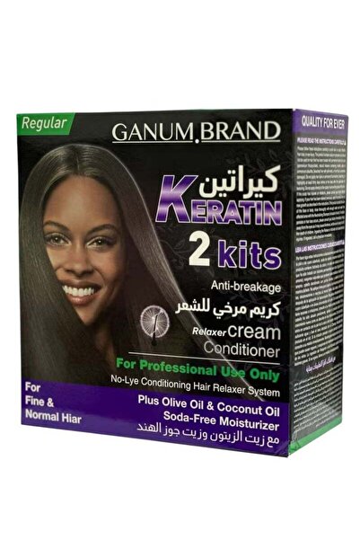 GANUM BRAND كريم فرد الشعر بالكيراتين من ماركة غانوم، عبوتان، مضاد لتقصف الأط...