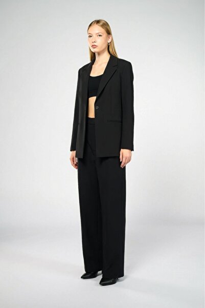 Thalure Kadın Siyah Sırt Dekolteli Blazer