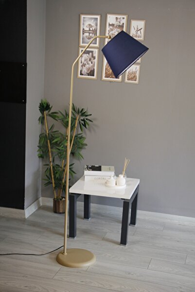 Bamyum Cotella Lacivert Kumaş Dokulu Açık Bej Gövde Lambader Hareketli Başlık...