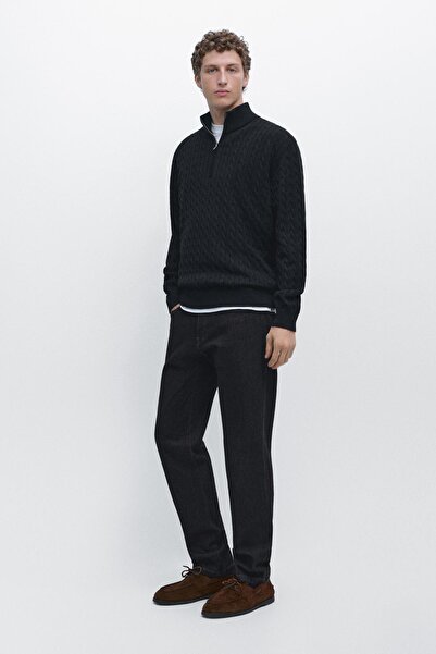 Massimo Dutti Fermuarlı dik yaka triko kazak