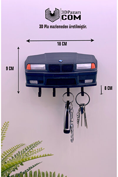 Butik Bmw E36 Model Designed Anthracite Color 3D Printing Decorative Keychain