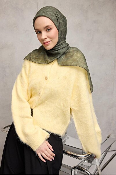 Silk Home وشاح ناعم من القطن والبوليستر بنمط هندسي أخضر زمردي 90x90