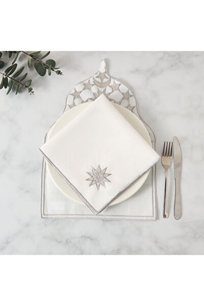 Lifestyle طقم مناديل نور المطرزة، 4 قطع