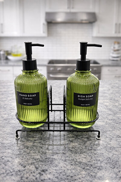 Evsun Home Collection Modern Glass Double Liquid Soap Dispenser & Detergent D...