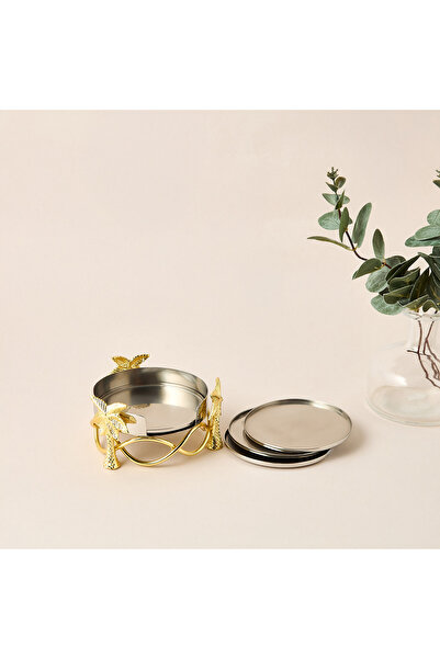 Lifestyle طقم قواعد أكواب نخلة مكون من 4 قطع مع حامل مزخرف