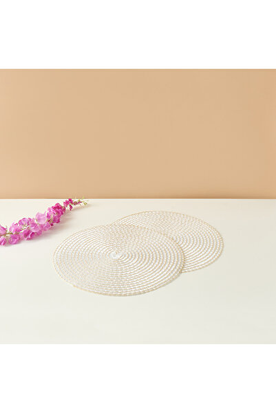 Lifestyle مفرش طاولة دائري من قطعتين بنقشة مميزة - 38 سم