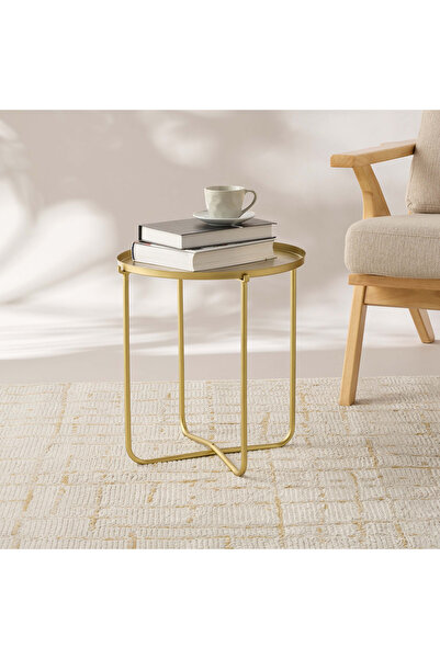 Lifestyle Moroccan Etched Metal Top Side Table - 42x45 cms