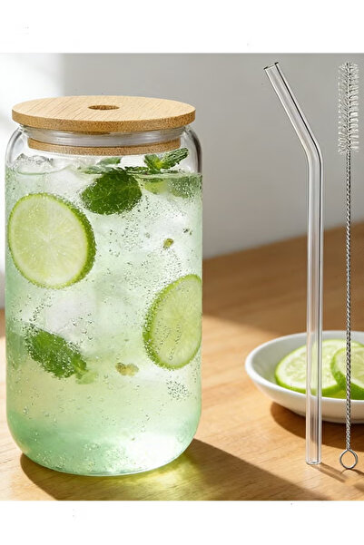 Pomefar Glass Cups With lid and straw, Glass Water Cup, Bubble Cups