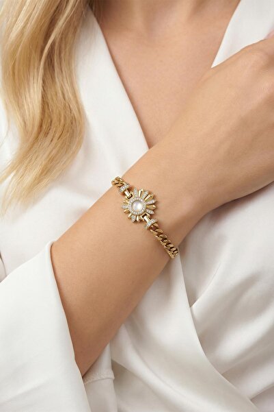 Rays سوار ذهبي اللون مع شكل الشمس المرصعة بالأحجار 0120