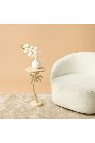 Lifestyle Palm Tree Pedestal Table with Travertine Base - 30x55 cms