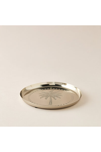 Lifestyle Palm Tree Engraved Metal Decorative Plate - 25x25 cms