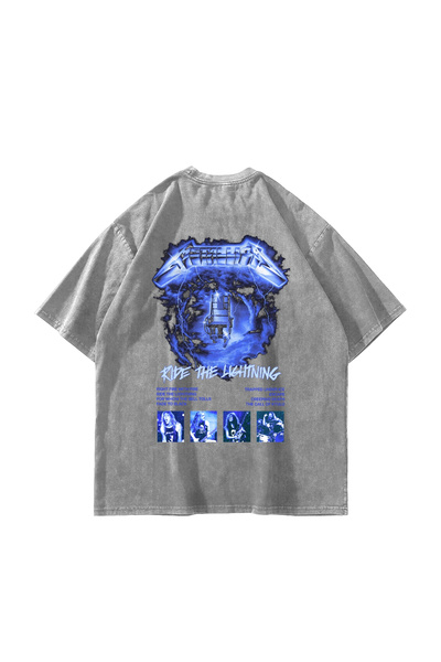 Sekizbiraltı Ride The Lightning με τύπωμα oversized Unisex πλενόμενο λευκό μπ...