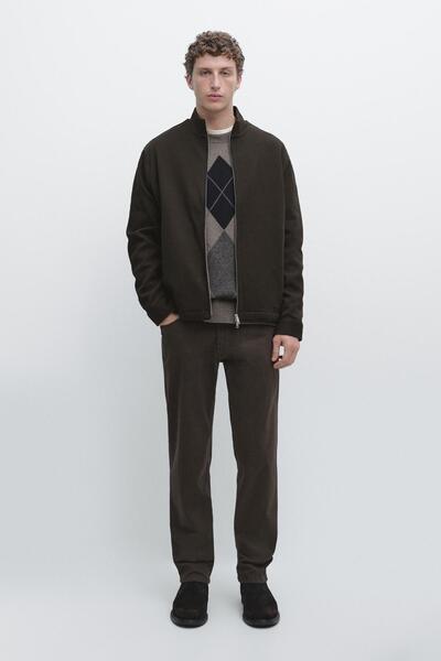 Massimo Dutti Pamuk karışımlı fermuarlı örgü ceket