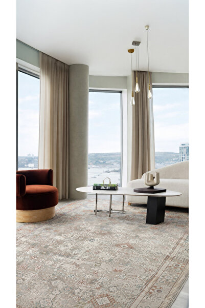 Vog Halı Toscana Etnik Desenli Gri Vintage OverDyed Klasik Dokuma Rayon Visko...