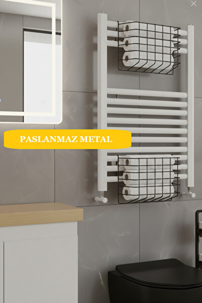 EVA METAL TASARIM 2 ADET Banyo Düzenleyici Organizer Şampuanlık Havlupan Askısı Havluluk Siyah Banyo Rafı Mutfak Rafı