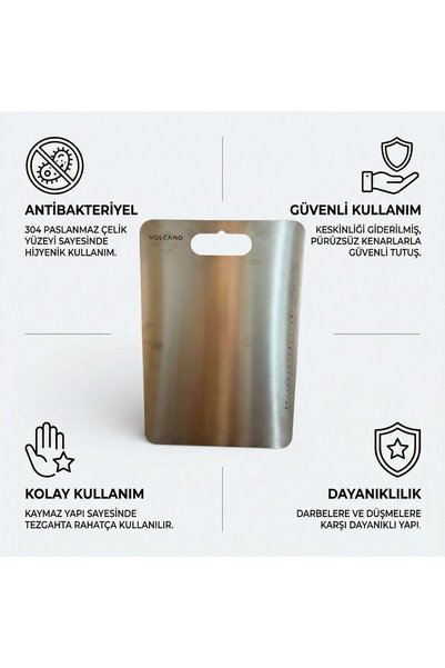 Volcano Stainless Steel Cutting Board 35X26 cm |   Aisi 304 |   1.5 mm |   With Measuring Ruler