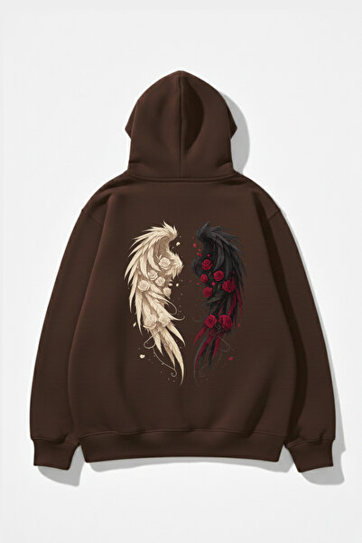 uyguntarz Φούτερ με κουκούλα Unisex με μαλακή υφή Rose Wing με τύπωμα Design ...