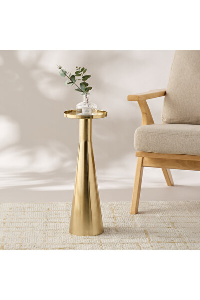 Lifestyle طاولة جانبية بقاعدة معدنية مزخرفة بنقوش أشجار النخيل - 21 × 57 سم