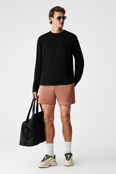 GRIMELANGE Hause Men's Tie-Up Regular Brown Shorts