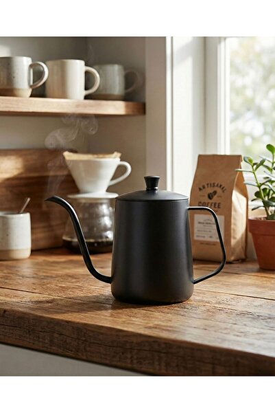 MOSTAFA High-quality stainless steel coffee dripper with curved spout, black ...